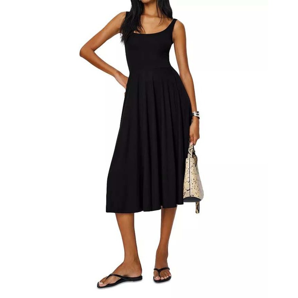 Reformation Jeans Black Scoop Neck Midi Tank Dress with Pockets XS Rou